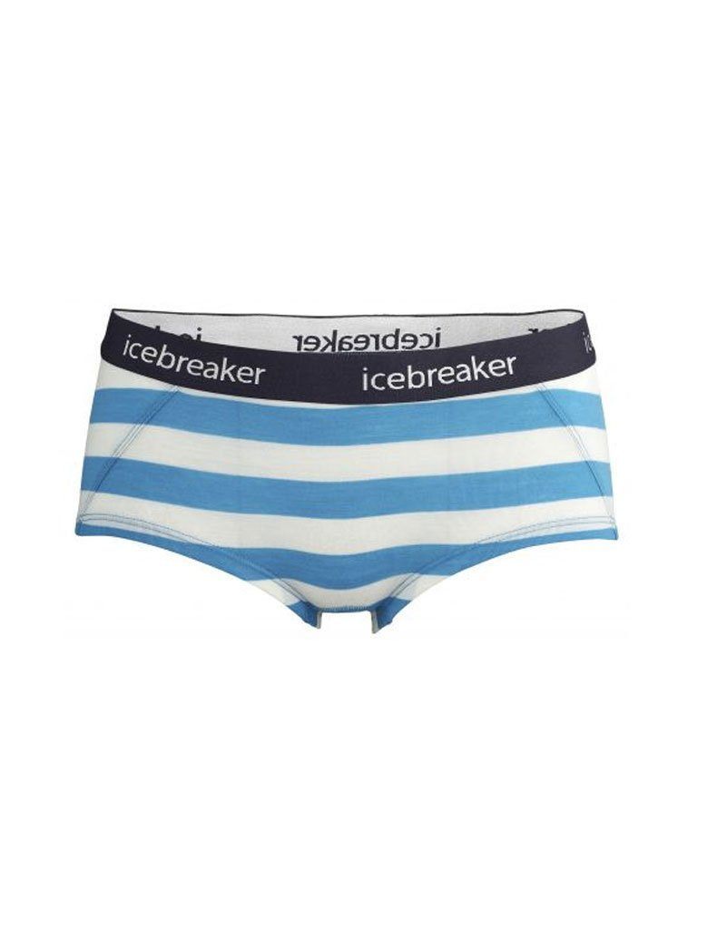 Icebreaker Women´s Sprite Hot pants Stripe Cyan/Snow/Panther dame-0