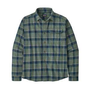 Patagonia Mens L/S Cotton In Conversion LW Fjord Flannel Shirt Graft: Hemlock Green