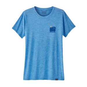 Patagonia Womens Cap Cool Daily Graphic Shirt - Waters Sunrise Rollers: Vessel Blue X-Dye